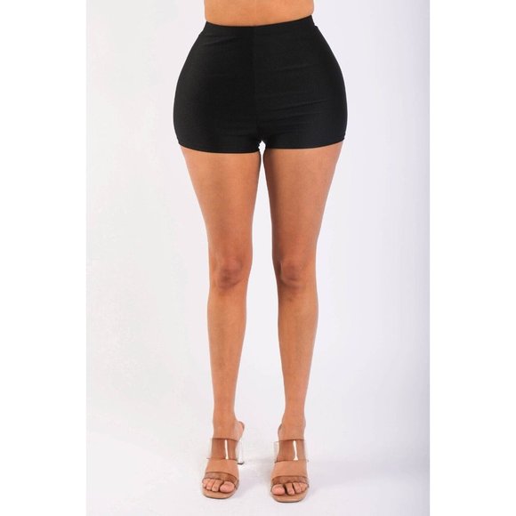 Women High Waist Shiny Tricot Stretchy Skinny Rave Dance Yoga Biker Shorts S M L - Picture 9 of 9